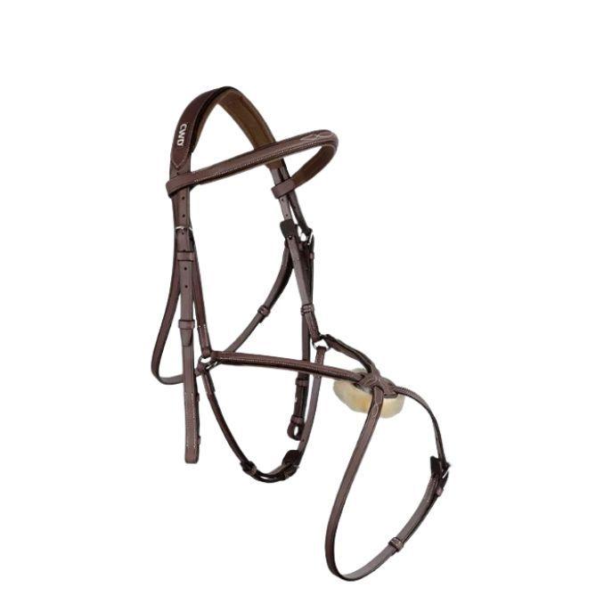 TESTIERA CUOIO C/RICAMO+REDINI GOMMA CWD 09CWBR08FHSP+RE04HSP DARKBROWN CWD