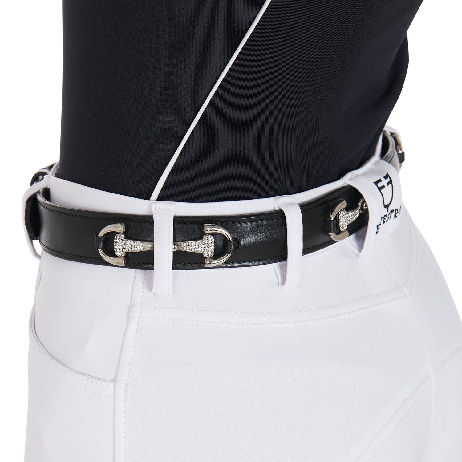 Cintura In Cuoio Diamond Equestro 09AMA-AB00611A BLACK/SILVER EQUESTRO 