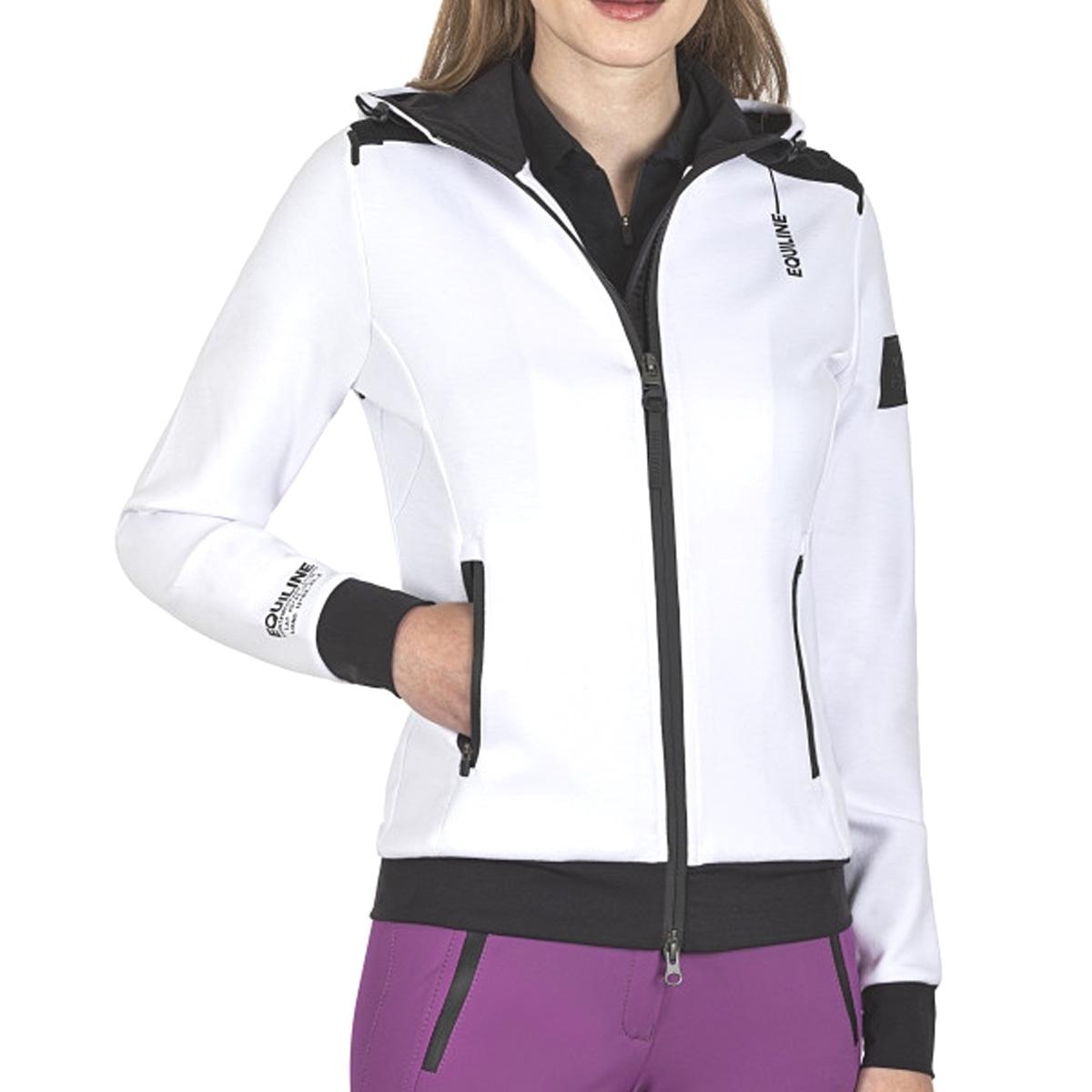 FELPA DONNA FULL ZIP CON CAPPUCCIO MOD.CERRAC 09EQ-R09766 001BIANCO EQUILINE