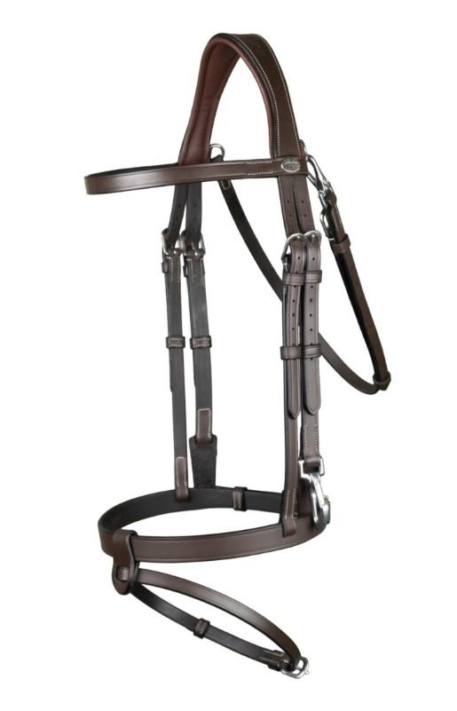 DY'ON FLAT LEATHER BRIDLE WITH SNAP HOOKS WORKING BY D'YON Marrone BRIGLIE WOJOGJ BROWN DY'ON 