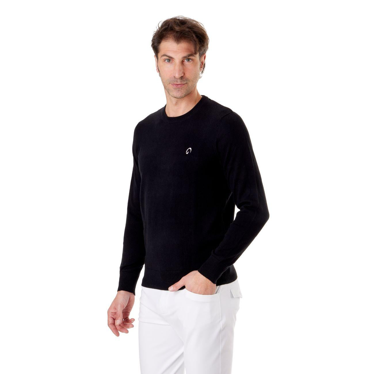 Pullover Girocollo Da Uomo Casual Mascheroni Nero MASCHERONI-NS901 BLACK MASCHERONI SELLERIA 