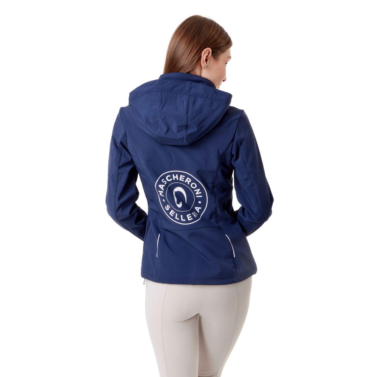 Softshell Da Donna Full Zip Con Logo Tondo Sul Retro Mascheroni Selleria 10MA-19A5006-SZLN950 BLACK BLUE MASCHERONI SELLERIA 