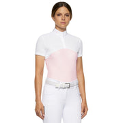POLO DA CONCORSO DONNA MANICA CORTA TESSUTO CROCHET JERSEY 09CT-CAD204JE144 2501BIANCO ROSA CAVALLERIA TOSCANA