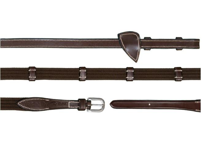 DY'ON 5/8 WEB REINS WITH 9 LEATHER LOOPS WORKING BY D'YON Marrone REDINI WO05K BROWN DY'ON 