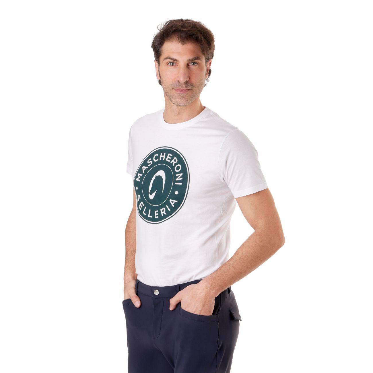 T-shirt Unisex Con Logo Tondo Mascheroni 09MA-TSHIRT BIANCO LOGO VERDE MASCHERONI SELLERIA 