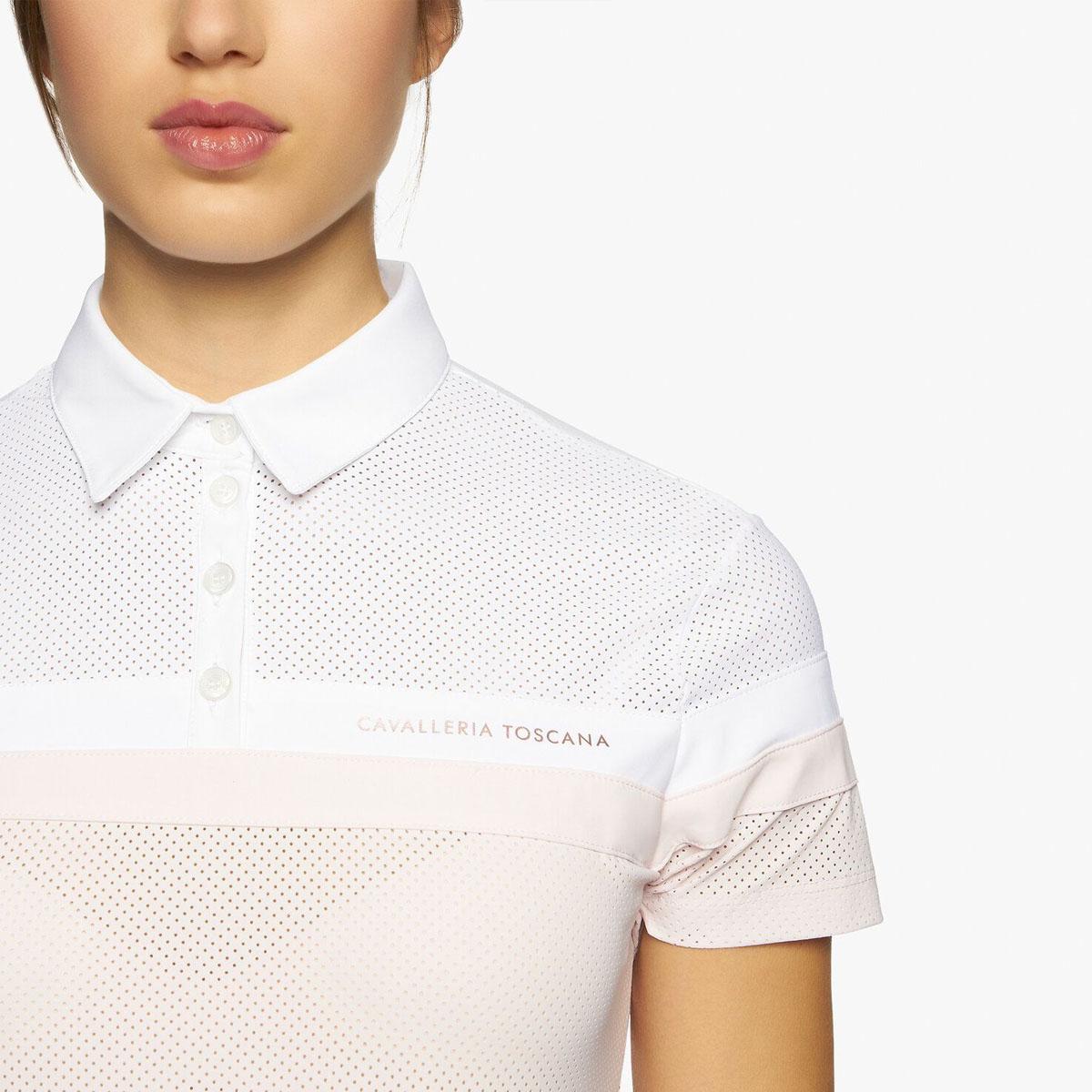 POLO DONNA MEZZA MANICA TESSUTO JERSEY 09TC-POD294JF022 BIANCO ROSA CAVALLERIA TOSCANA 