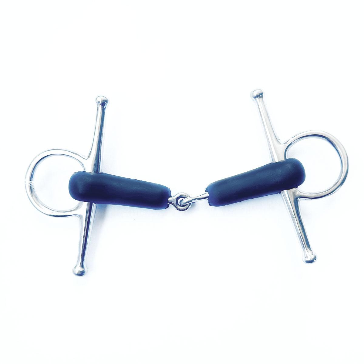 Snaffle bit AD ASTE CORTE SPEZZATO in 2 30MA-#51 GOMMA NERA EQUINE HORSE
