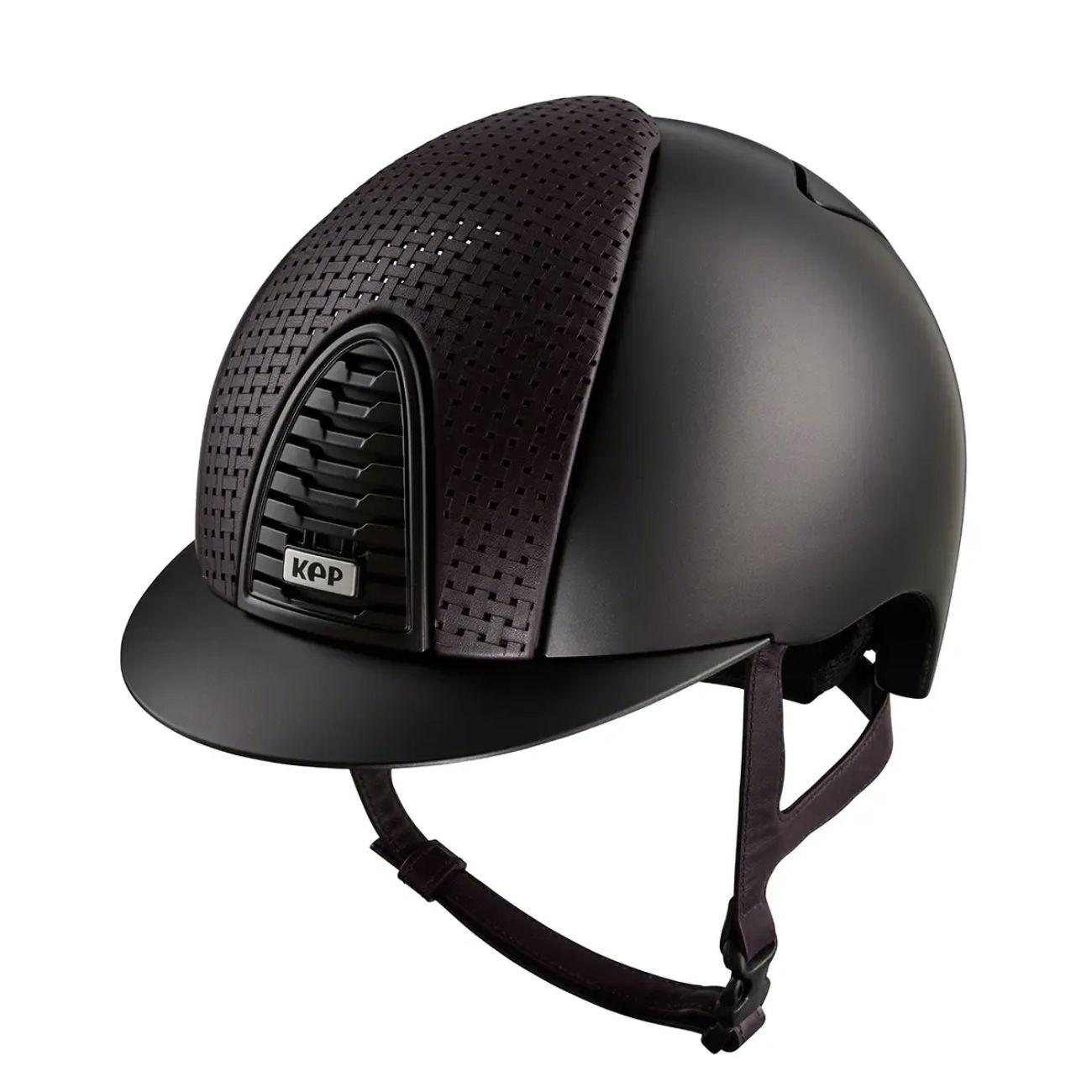 Cap Kep Italia Cromo 2.0 Textile Nero Con Visiera Standard Inserto A Specchio Con Tessuto Incrociato Marrone E Cinturino Marrone CRTL2.0050 MARRONE KEP ITALIA 