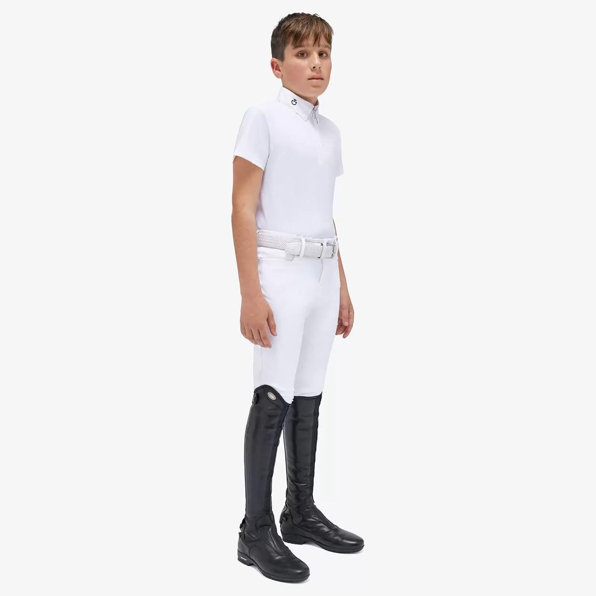 POLO DA CONCORSO BAMBINO MANICA CORTA 1/2 ZIP 31CT-POO103JE152 0001WHITE CAVALLERIA TOSCANA