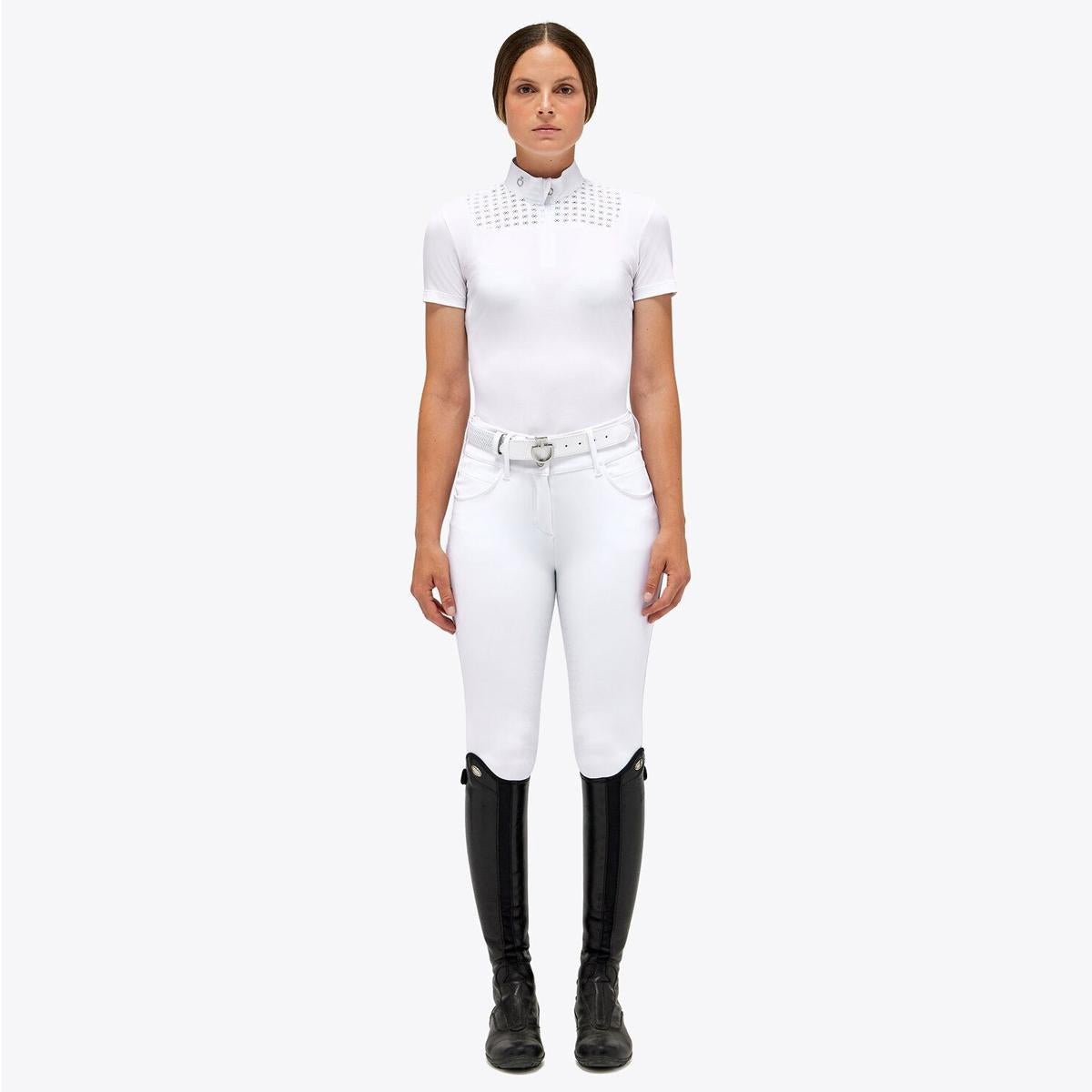 POLO DONNA MANICA CORTA CAVALLERIA TOSCANA 30CT-POD335PA073 0101WHITE/KNIT CAVALLERIA TOSCANA