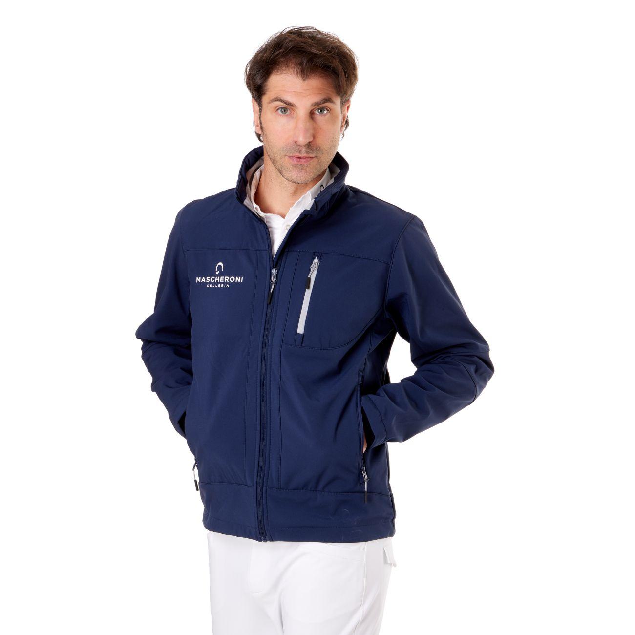 Softshell Da Uomo Full Zip Con Logo Tondo Sul Retro Mascheroni Selleria 10MA-1A01787N-SZLN950 BLACK BLUE MASCHERONI SELLERIA 