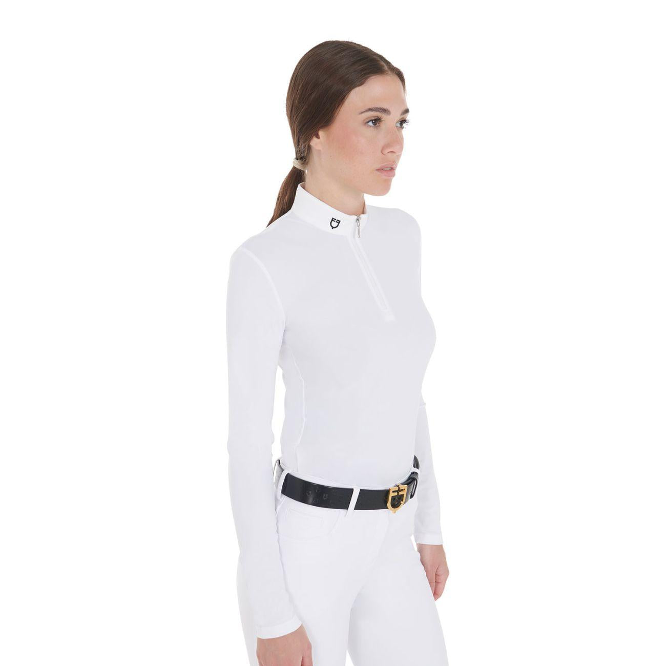 EQUESTRO Polo Donna A Manica Lunga Modello "Artemis" AB00457 WHITE EQUESTRO 
