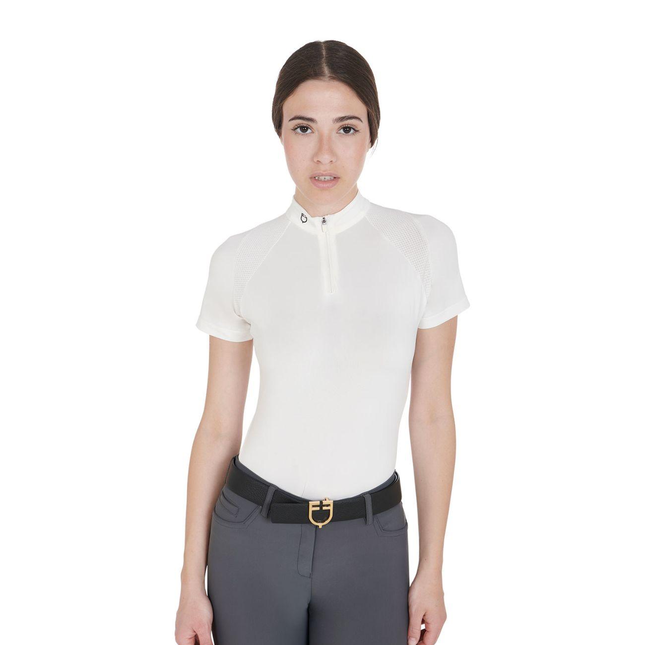EQUESTRO Polo Da Donna Technical Training Polo SS Zip ETW00036 WHITE EQUESTRO 