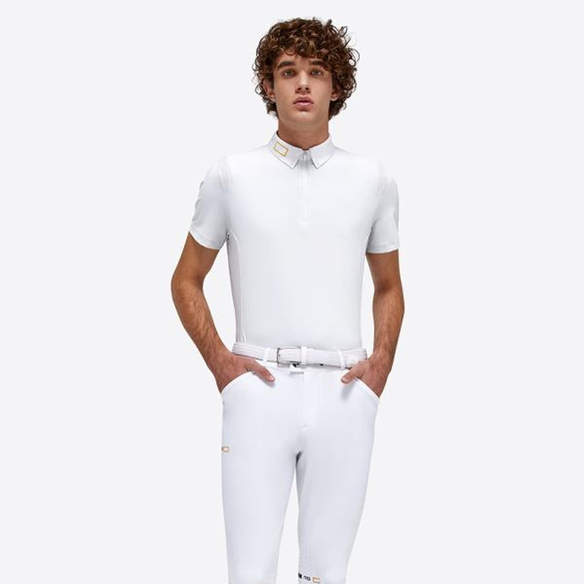 POLO DA CONCORSO UOMO MANICA CORTA 1/2 ZIP 31RG-POM005JS001 0001 WHITE RG - CT