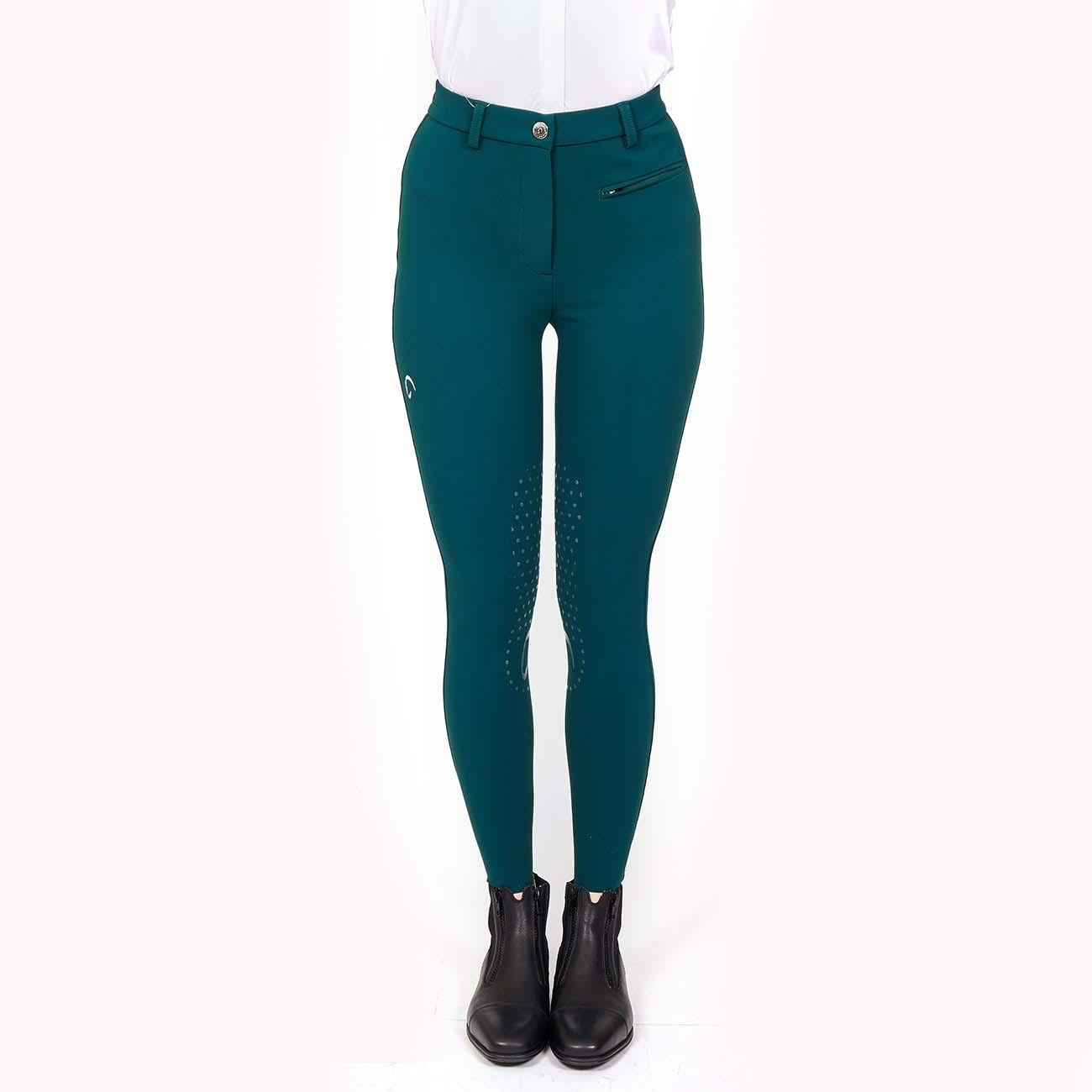 PANTALONE DA EQUITAZIONE DONNA CON GRIP E TASCHE ANTERIORI 09MA-05PARIGI 313VERDE MASCHERONI SELLERIA 