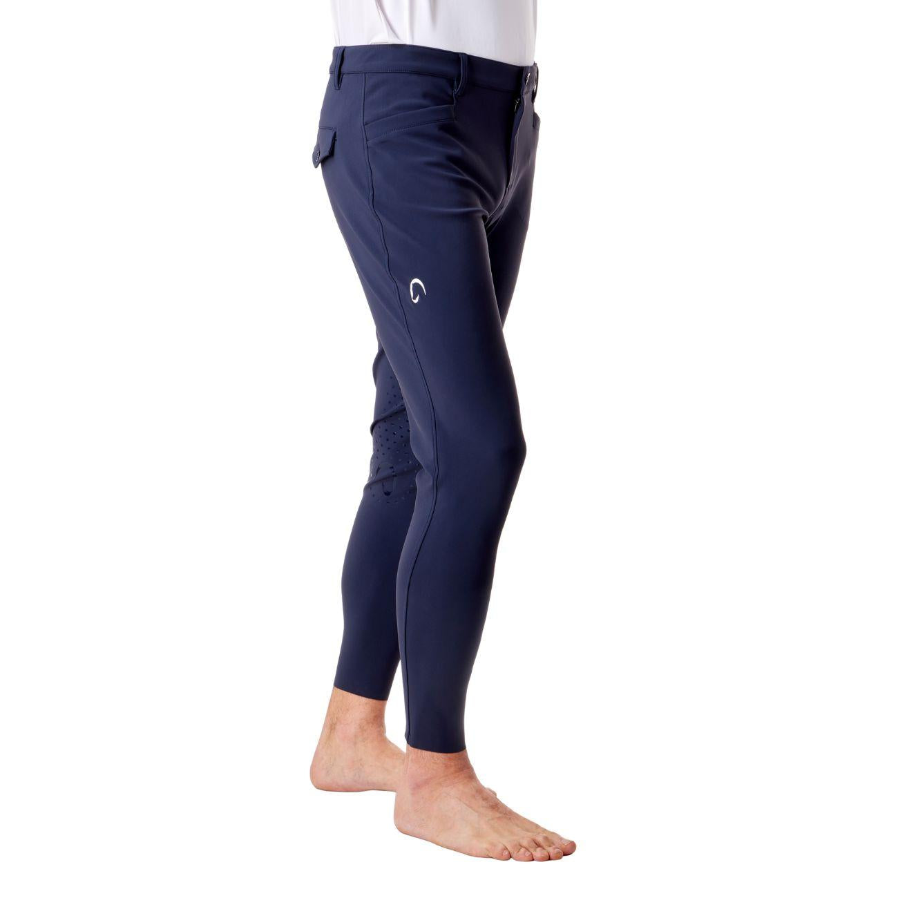 Pantalone Da Equitazione Da Uomo Half Grip Roma Mascheroni Blu 09MA-04ROMA 342BLU MASCHERONI SELLERIA 