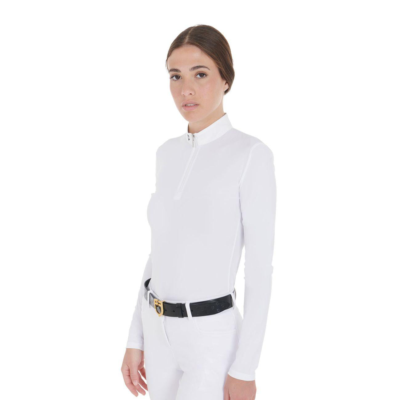 EQUESTRO Polo Donna A Manica Lunga Modello "Artemis" AB00457 WHITE EQUESTRO 