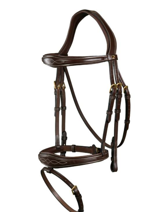 DY'ON ANATOMIC FLASH NOSEBAND BRIDLE D COLLECTION Marrone BRIGLIE DYABAB BROWN DY'ON 