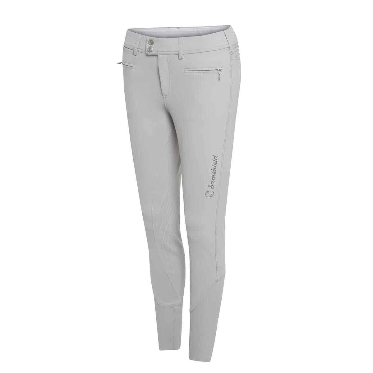 PANTALONE DA EQUITAZIONE DONNA GRIP AL GINOCCHIO MOD.ADELE METAL DOTS SAMSHIELD 29SS-ADELEMETALDOTS STONE GREY TONE ON TONE SAMSHIELD