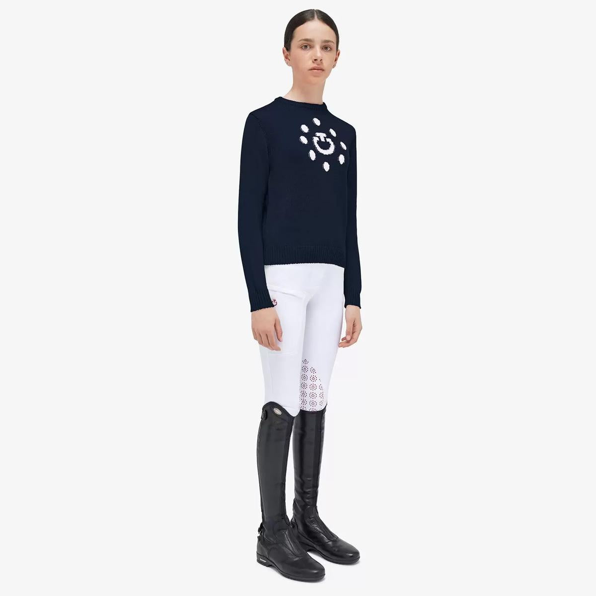 PULL BIMBA A GIROCOLLO CON LOGO IN LANA 31CT-MAA001LA040 7901NAVY CAVALLERIA TOSCANA