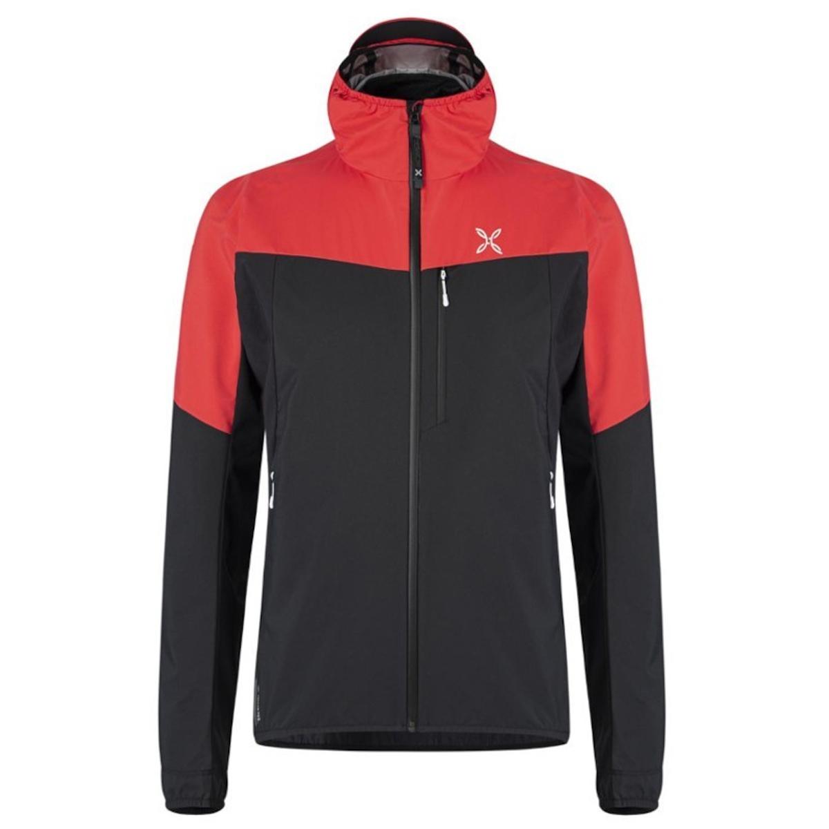 SOFTSHELL FULLZIP CON CAPPUCCIO MJAW36X 9018 NERO POWER RED MONTURA