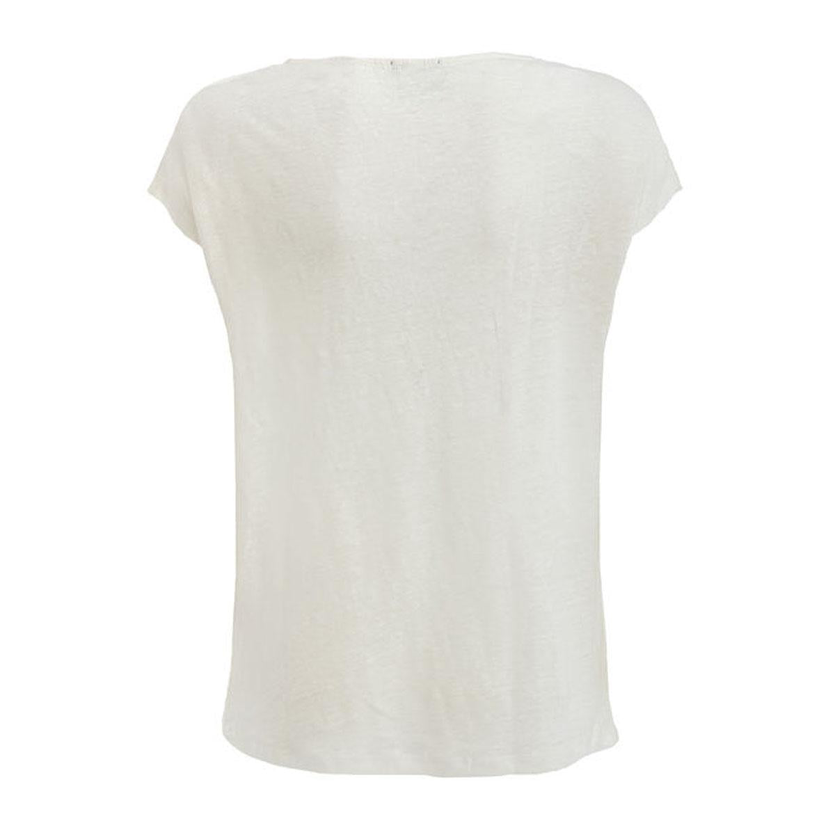 T-SHIRT IN LINO CON SCOLLO A V DONNA MASCHERONI-NS321 IVORY MASCHERONI SELLERIA 