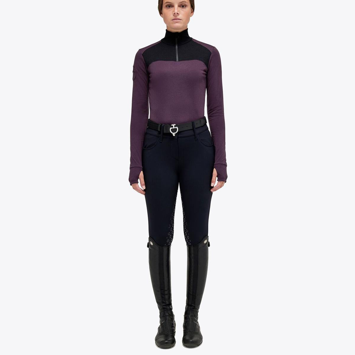 DOLCEVITA DONNA LANA TECNICA MEZZA ZIP CAVALLERIA TOSCANA 29CT-POD304PA063 3A00DARK PURPLE CAVALLERIA TOSCANA