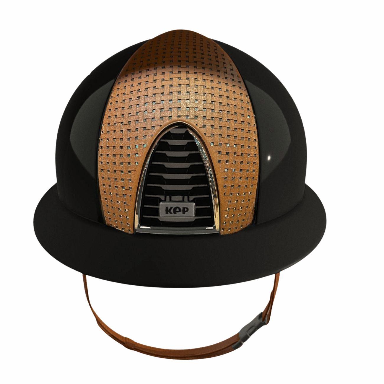 Cap Kep Italia Cromo 2.0 Polish Nero Con Inserto A Specchio Con Tessuto Incrociato Beige Visiera Polo E Cinturino Beige CRPL2.0659 NERO KEP ITALIA 