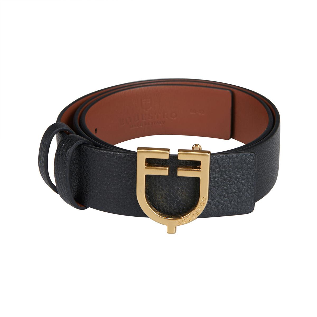 CINTURA IN CUOIO LISCIO DOUBLE FACE 09AMA-ETU03012 GOLD BLACK BROWN EQUESTRO