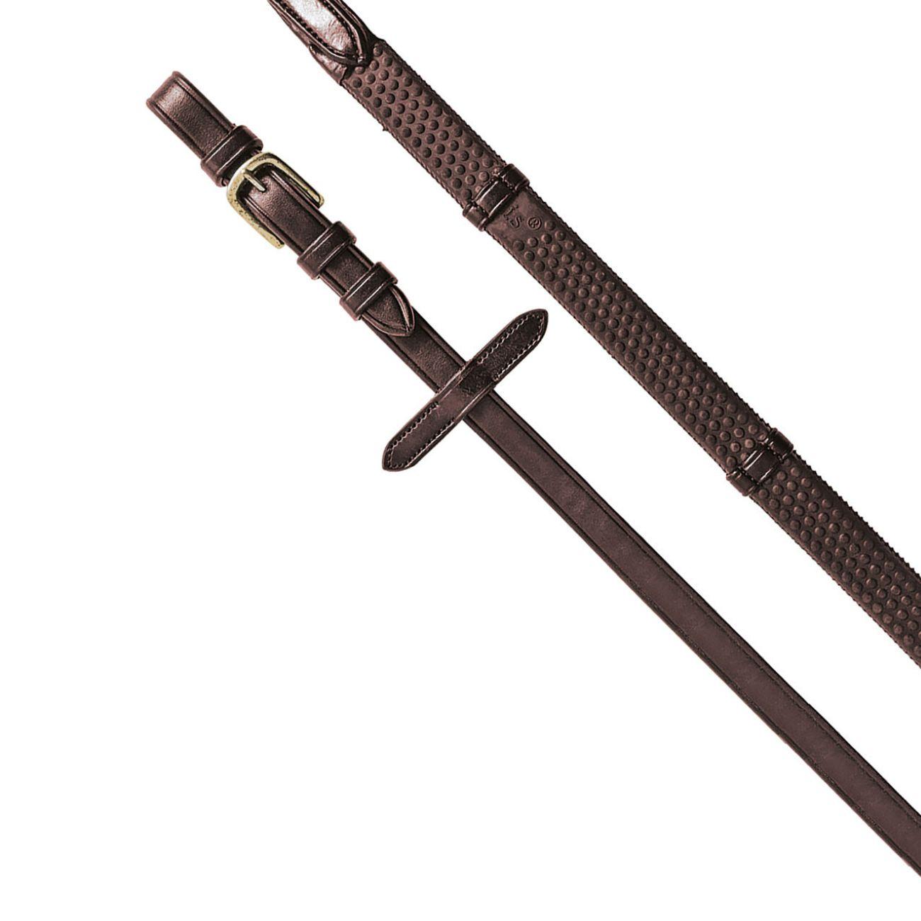 Redini In Gomma 5/8 Con Tacche In Cuoio Equestro ET03021 DARK BROWN EQUESTRO 