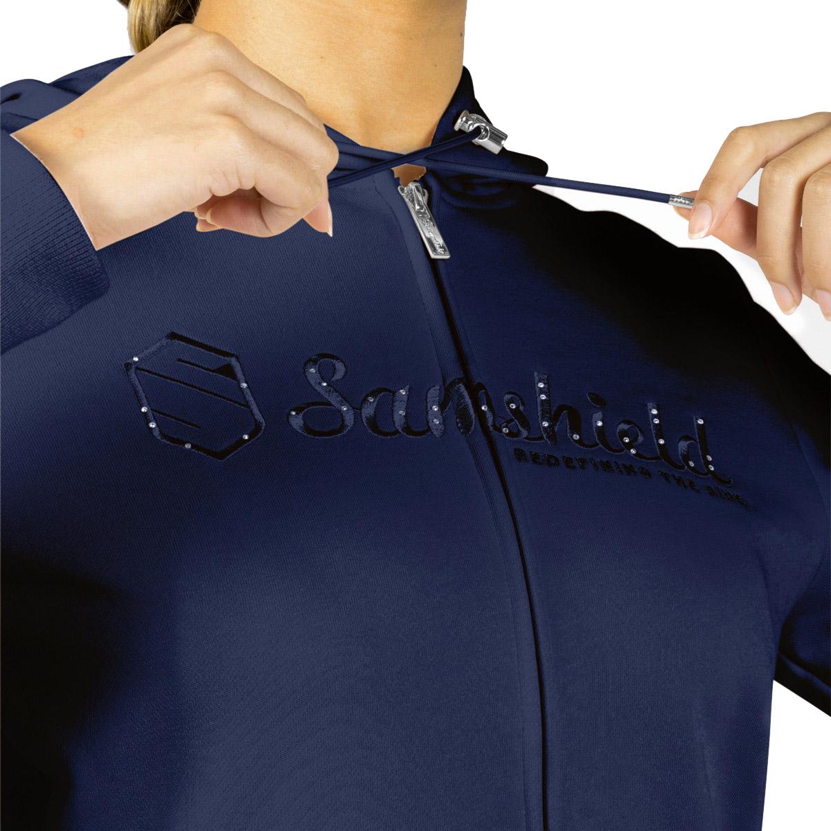 FELPA DONNA FULL ZIPCON CAPPUCCIO MOD.BONITA 09SS-BONITA NAVY BLACK CHROME SAMSHIELD 