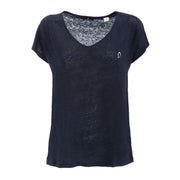 T-SHIRT IN LINO CON SCOLLO A V DONNA MASCHERONI-NS321 NAVYBLUE MASCHERONI SELLERIA