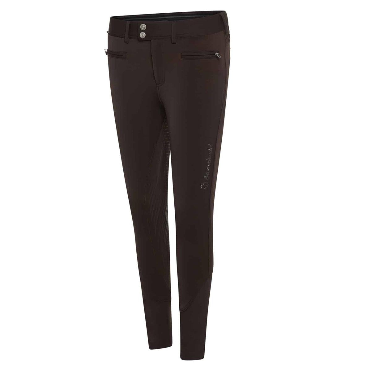 PANTALONE DA EQUITAZIONE DONNA GRIP AL GINOCCHIO MOD.ADELE METAL DOTS SAMSHIELD 29SS-ADELEMETALDOTS CHOCOLATE TONE ONTONE SAMSHIELD