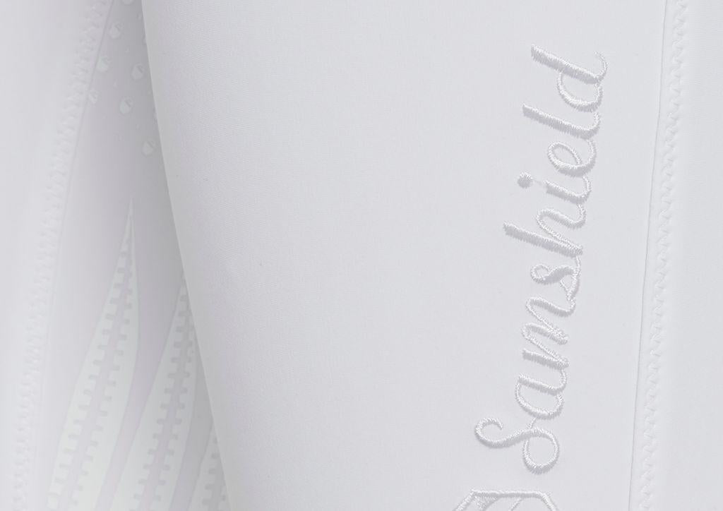 PANTALONE DA EQUITAZIONE DONNA GRIP AL GINOCCHIO MOD.CHLOE EMBROIDERY 30SS-CHLEMB WHITE SAMSHIELD 