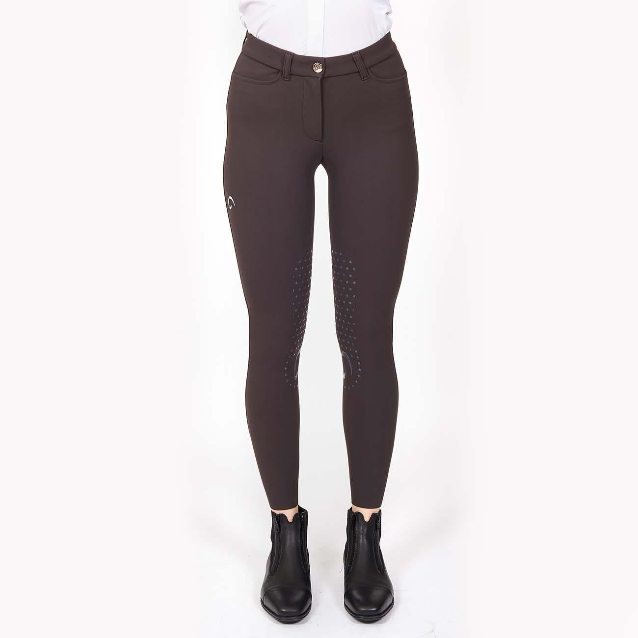 PANTALONE DA EQUITAZIONE DONNA CON GRIP E TASCHE ANTERIORI E POSTERIORI 09MA-01MILANO 499MARRONE MASCHERONI SELLERIA 