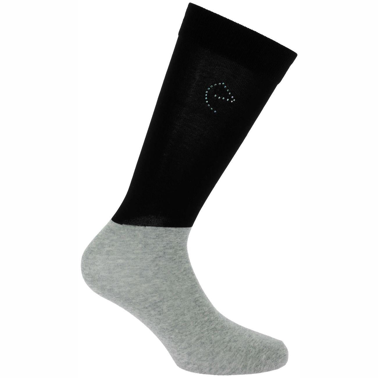 Calze Bicolor Con Logo Equitheme 986442 BLACK/GREY EQUITHEME 