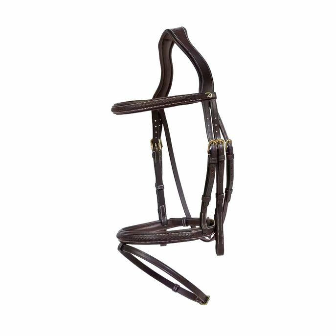 DY'ON PLAITED FLASH NOSEBAND BRIDLE D COLLECTION Marrone TESTIERE DYAOAK BROWN DY'ON 