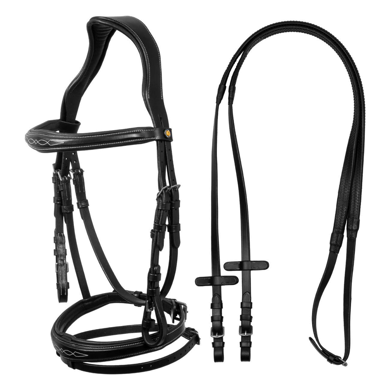 Testiera In Morbida Pelle Cucita Equestro ETH01010 BLACK EQUESTRO 