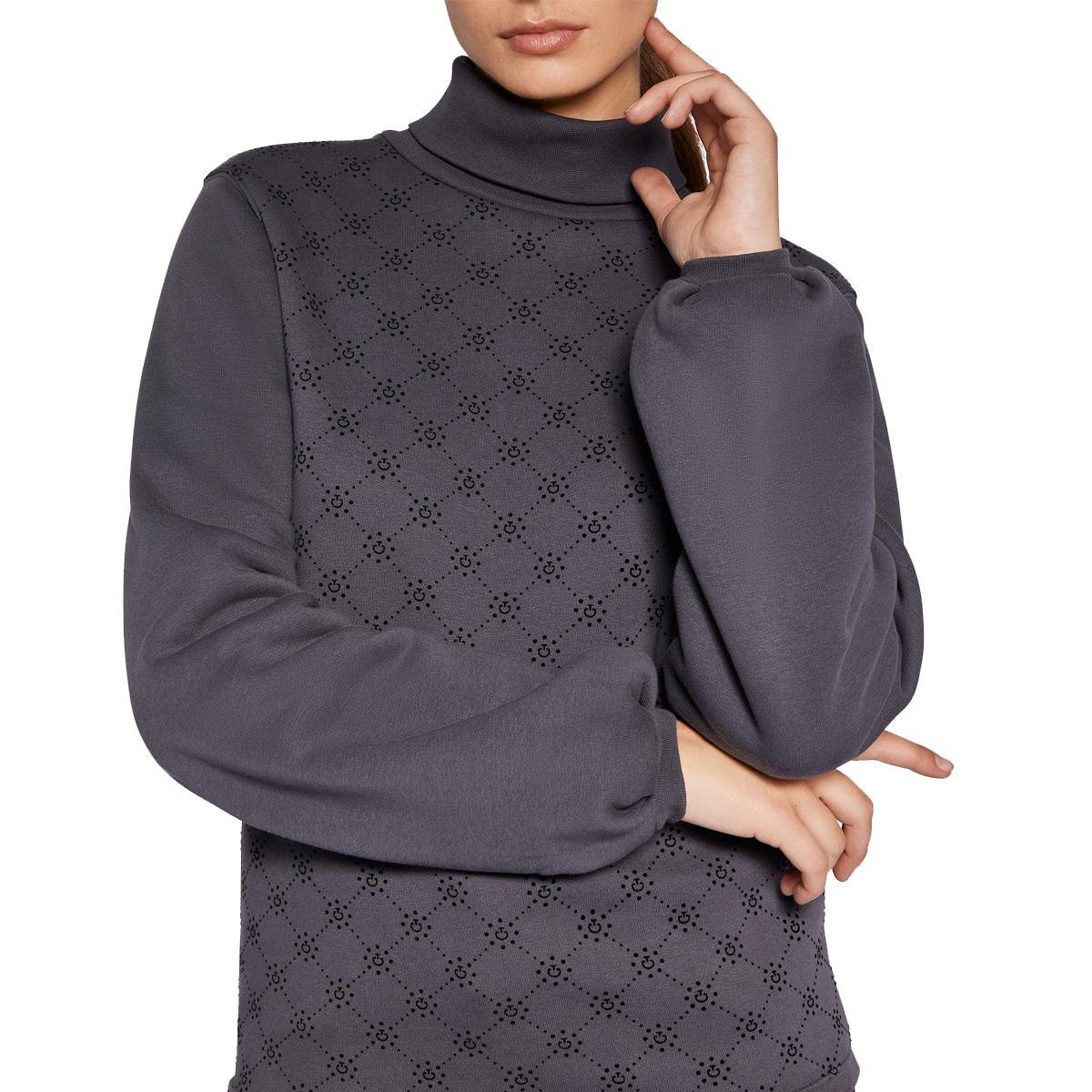 FELPA DONNA A DOLCEVITA CON MANICHE LAVORATE 31CT-FED120CO129 8E00IRON GREY CAVALLERIA TOSCANA 