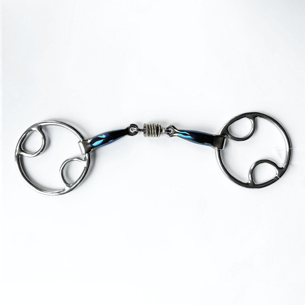 Snaffle bit BEVAL TRIPLO EFFETTO SPEZZATO in 3 with RONDELLE in RAME 30MA-#29 SWEET IRON EQUINE HORSE