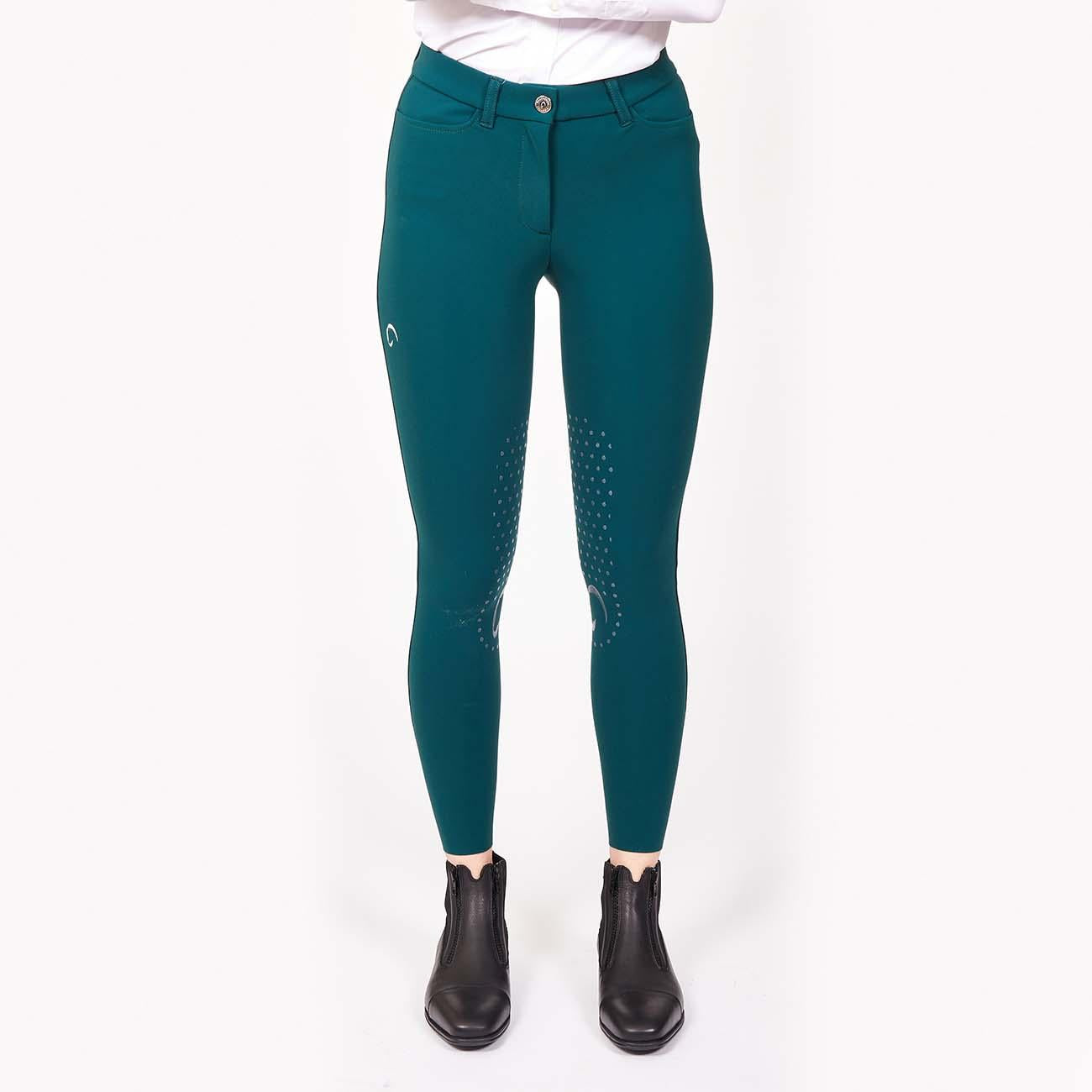 PANTALONE DA EQUITAZIONE DONNA CON GRIP E TASCHE ANTERIORI E POSTERIORI 09MA-01MILANO 313VERDE MASCHERONI SELLERIA 