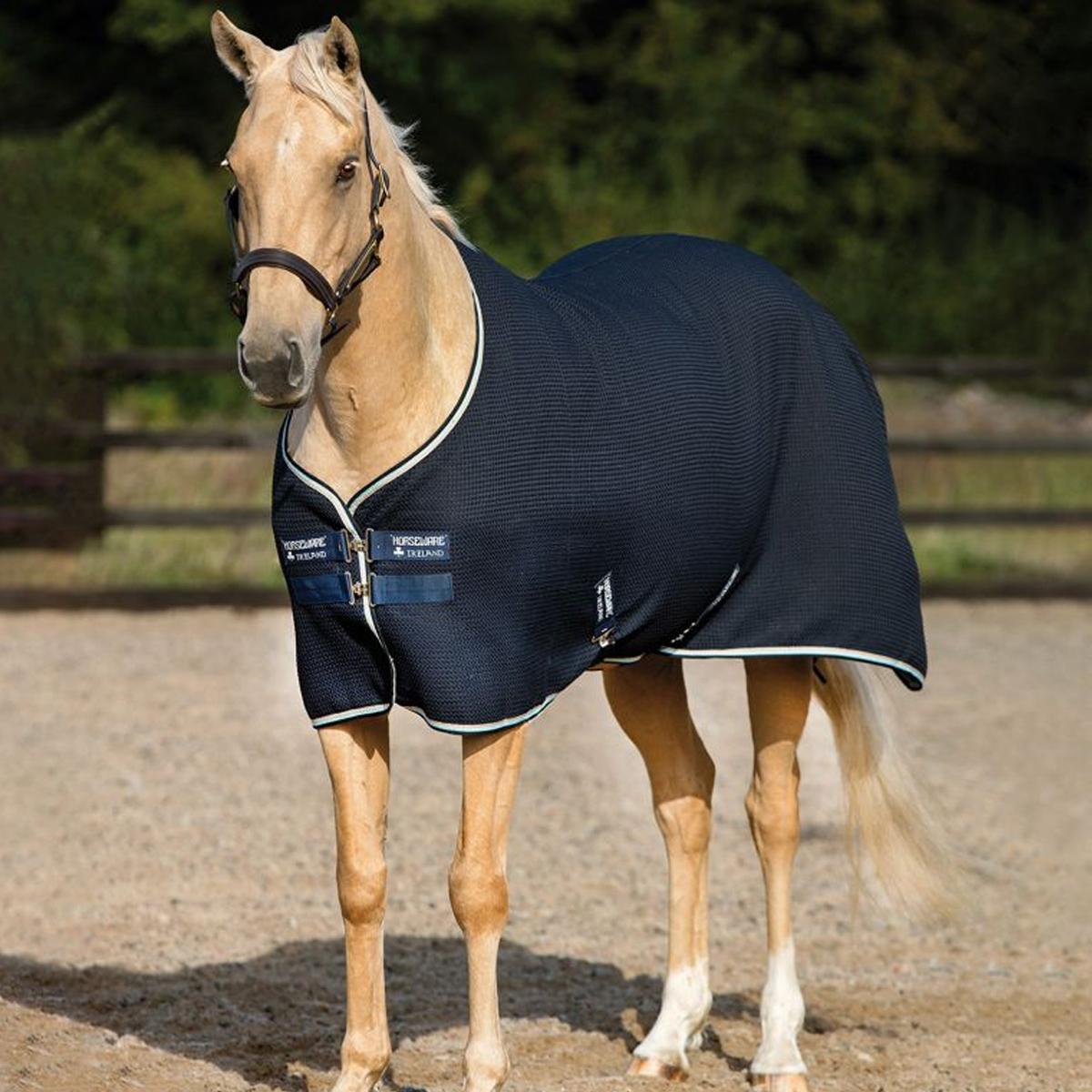 COPERTA DA PASSEGGIO IN NIDO D'APE CON CINGHIE 31HO-ACAW62 NAVY BEIGE HORSEWARE