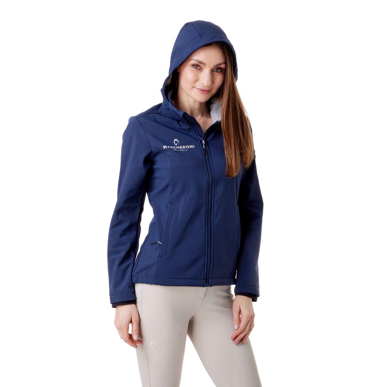 Softshell Da Donna Full Zip Con Logo Tondo Sul Retro Mascheroni Selleria 10MA-19A5006-SZLN950 BLACK BLUE MASCHERONI SELLERIA 