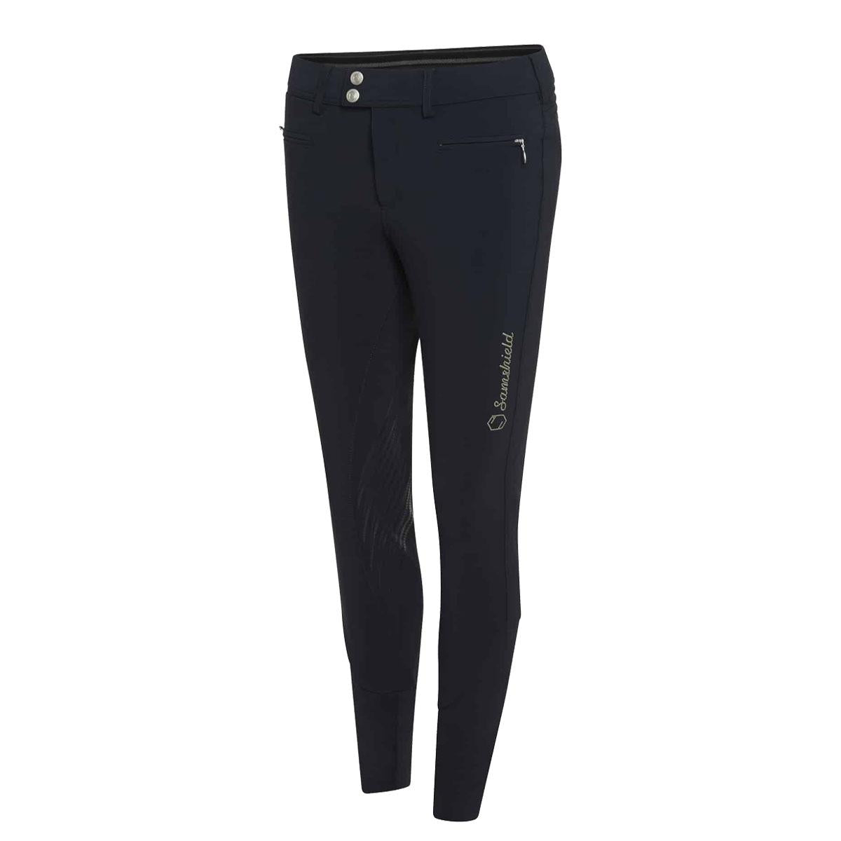 PANTALONE DA EQUITAZIONE DONNA GRIP AL GINOCCHIO MOD.ADELE METAL DOTS SAMSHIELD 29SS-ADELEMETALDOTS NAVY TONE ON TONE SAMSHIELD