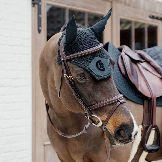 DY'ON PLAITED FLASH NOSEBAND BRIDLE D COLLECTION Marrone TESTIERE DYAOAK BROWN DY'ON 