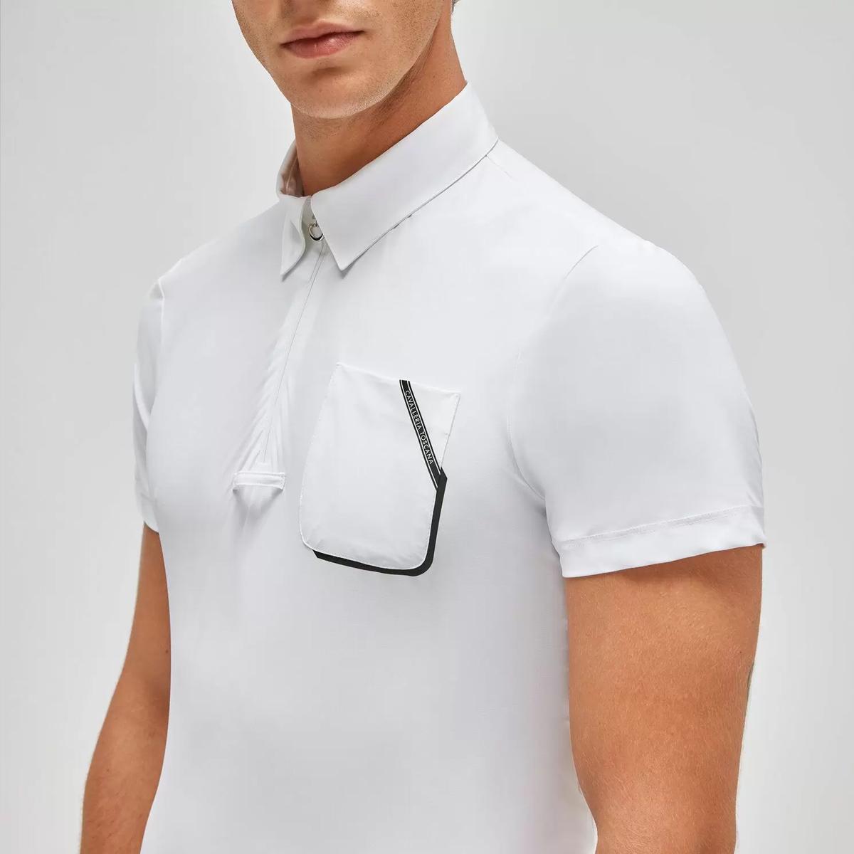 Show polo shirt shirt Man short sleeve 1/2 ZIP and TASCHINO 31CT-POU366JE022 0001WHITE CAVALLERIA TOSCANA
