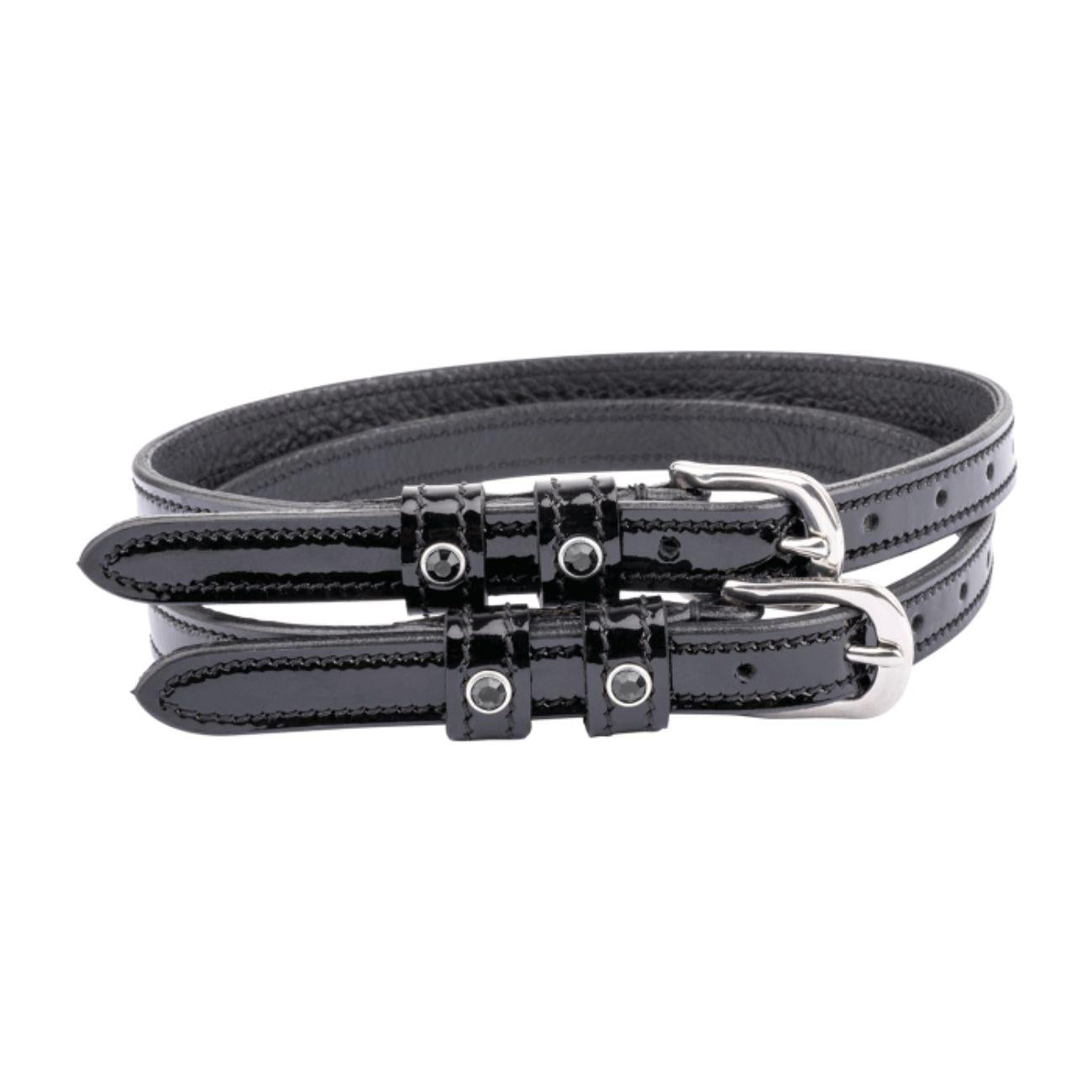 WALDHAUSEN Cinturini Per Speroni 47cm In Pelle Lucida Con Strass 13825 NERO 