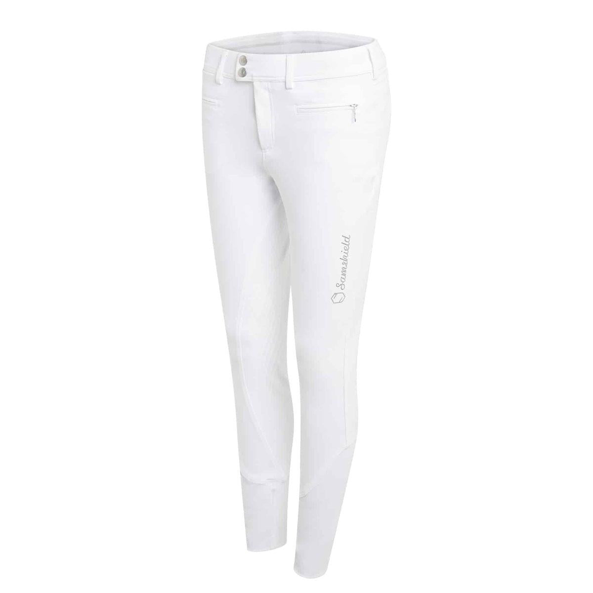 PANTALONE DA EQUITAZIONE DONNA FULL GRIP MOD.DIANE METAL DOTS SAMSHIELD 29SS-DIANEMETALDOTS WHITE TONE ON TONE SAMSHIELD
