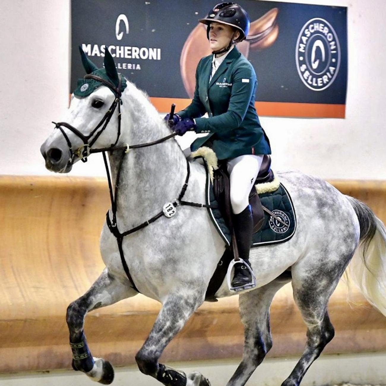 SOTTOSELLA DA SALTO CON LOGO TONDO MASCHERONI 09MA-SADDLEPAD DARK GREEN MASCHERONI SELLERIA