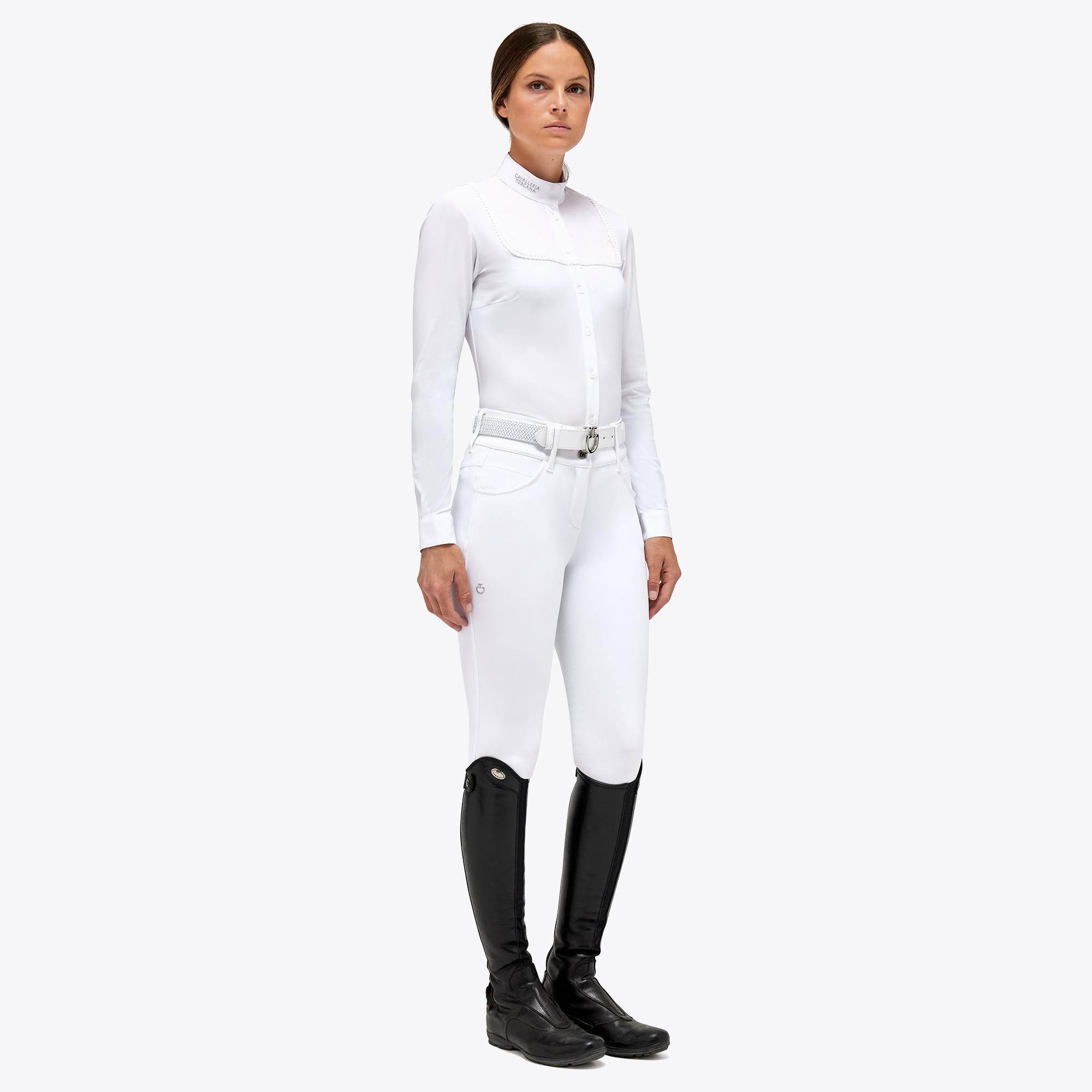 POLO DA CONCORSO DONNA MANICA LUNGA CAVALLERIA TOSCANA 30CT-CAD233JE022 0001 WHITE CAVALLERIA TOSCANA 